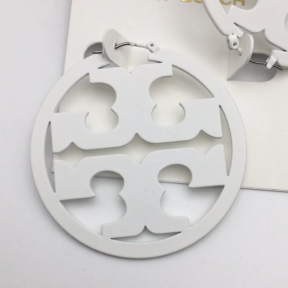 Tory Burch White Miller Hoop Earrings - Picture 4 of 6